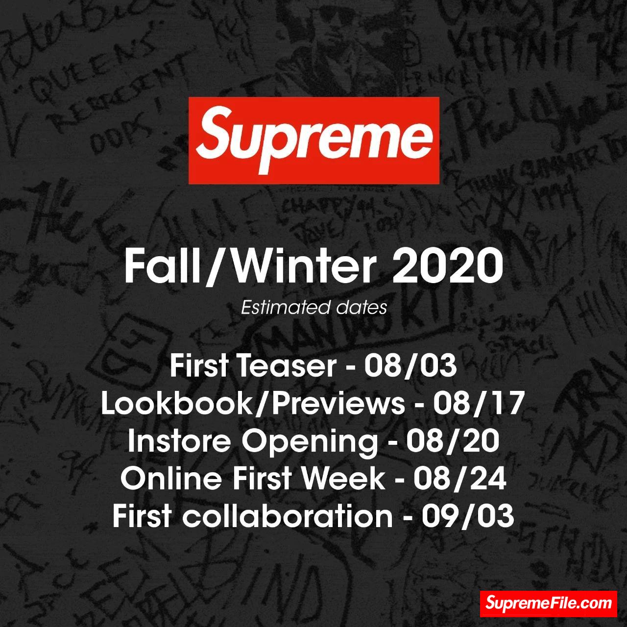 Supreme FW2020 联名计划曝光